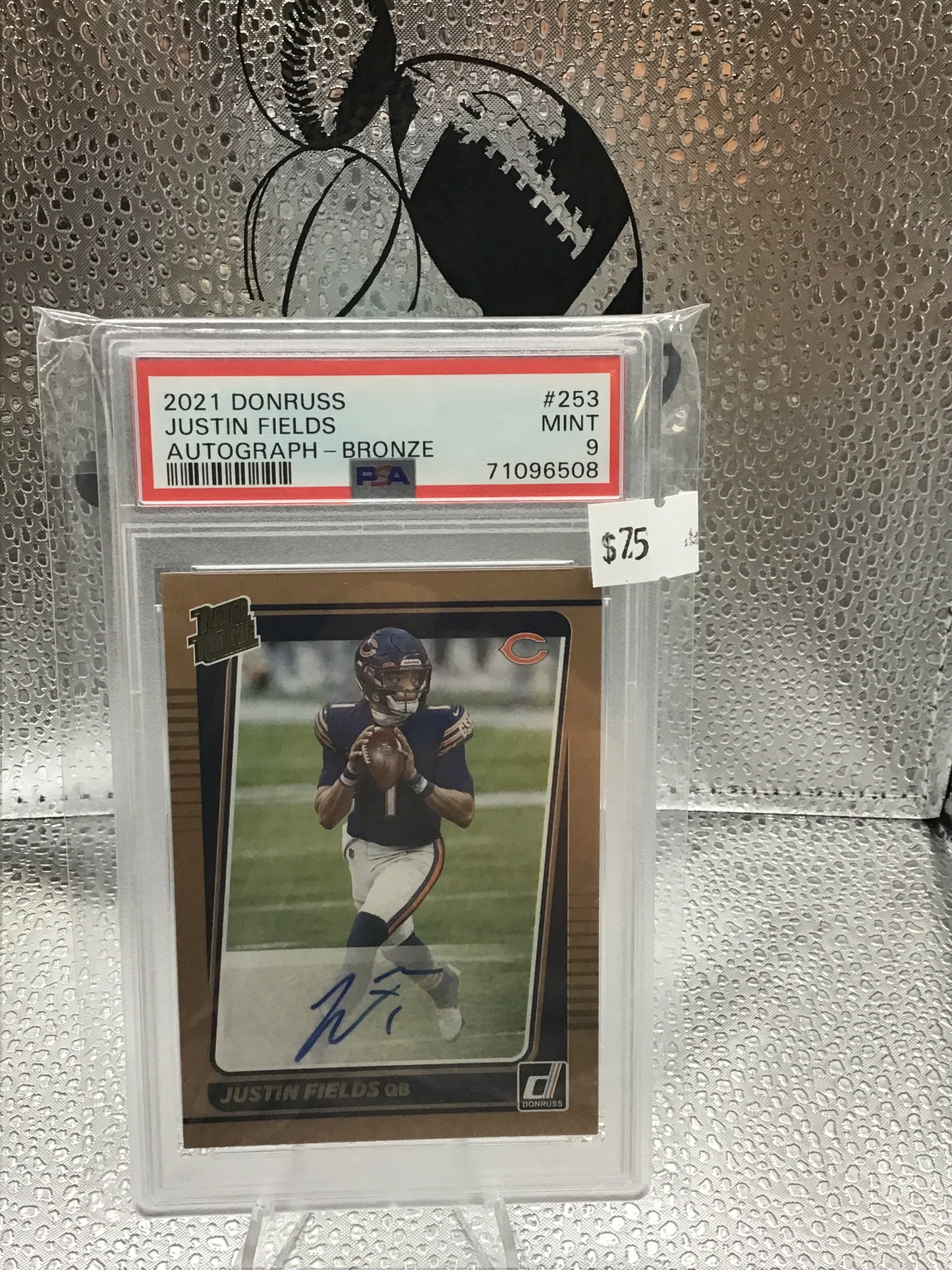 2021 Donruss Justin Fields Rated Rookie Auto Bronze RC PSA 9