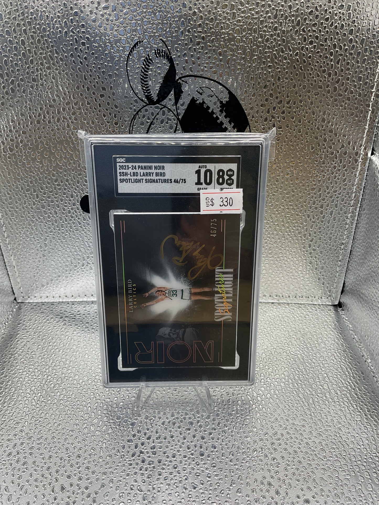 2023-24 Panini Noir SSH-LBD Larry Bird Spotlight Signatures 46/75~ SGC Auto 10 Card 8