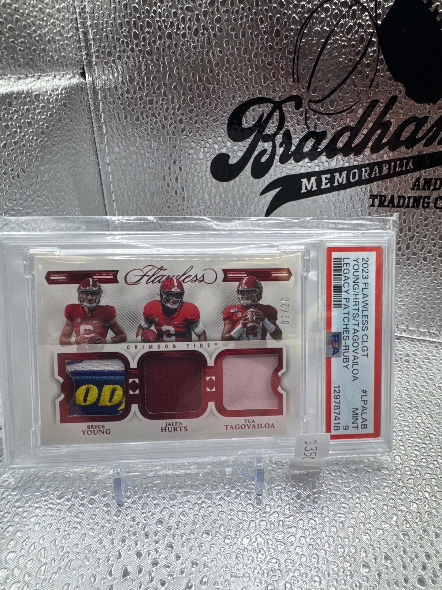 2023 Flawless Collegiate. Triple Patch. Bryce Young, Jalen Hurts, Tua Tagovailoa. 2/20. PSA 9