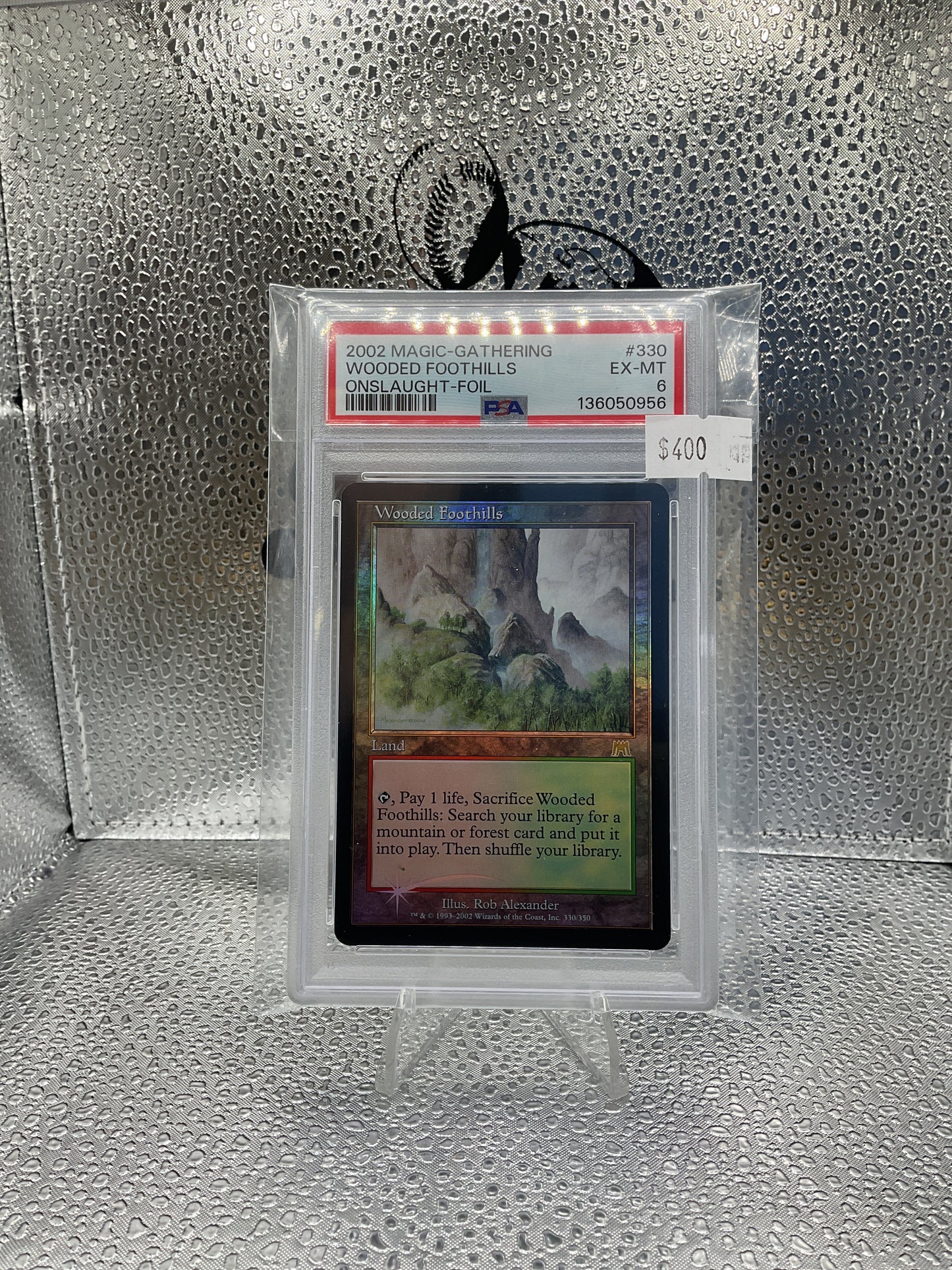 2002 Magic-Gathering Wooded Foothills Onslaught-Foil PSA 6