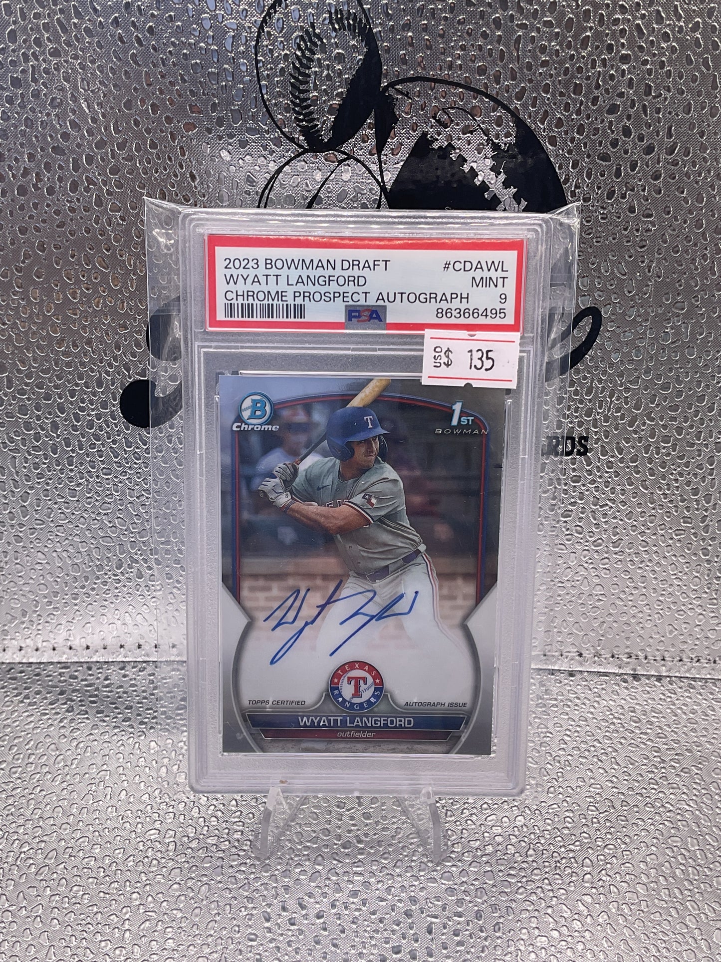 Wyatt Langford 2023 Bowman Chrome PSA 9 Mint Rookie Auto