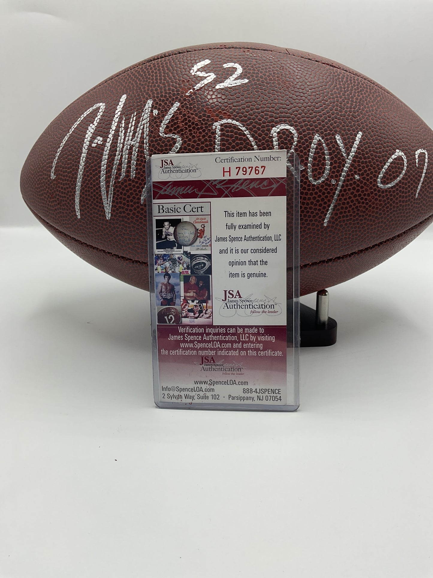 Patrick Willis Autographed football with D.R.O.Y. Inscription