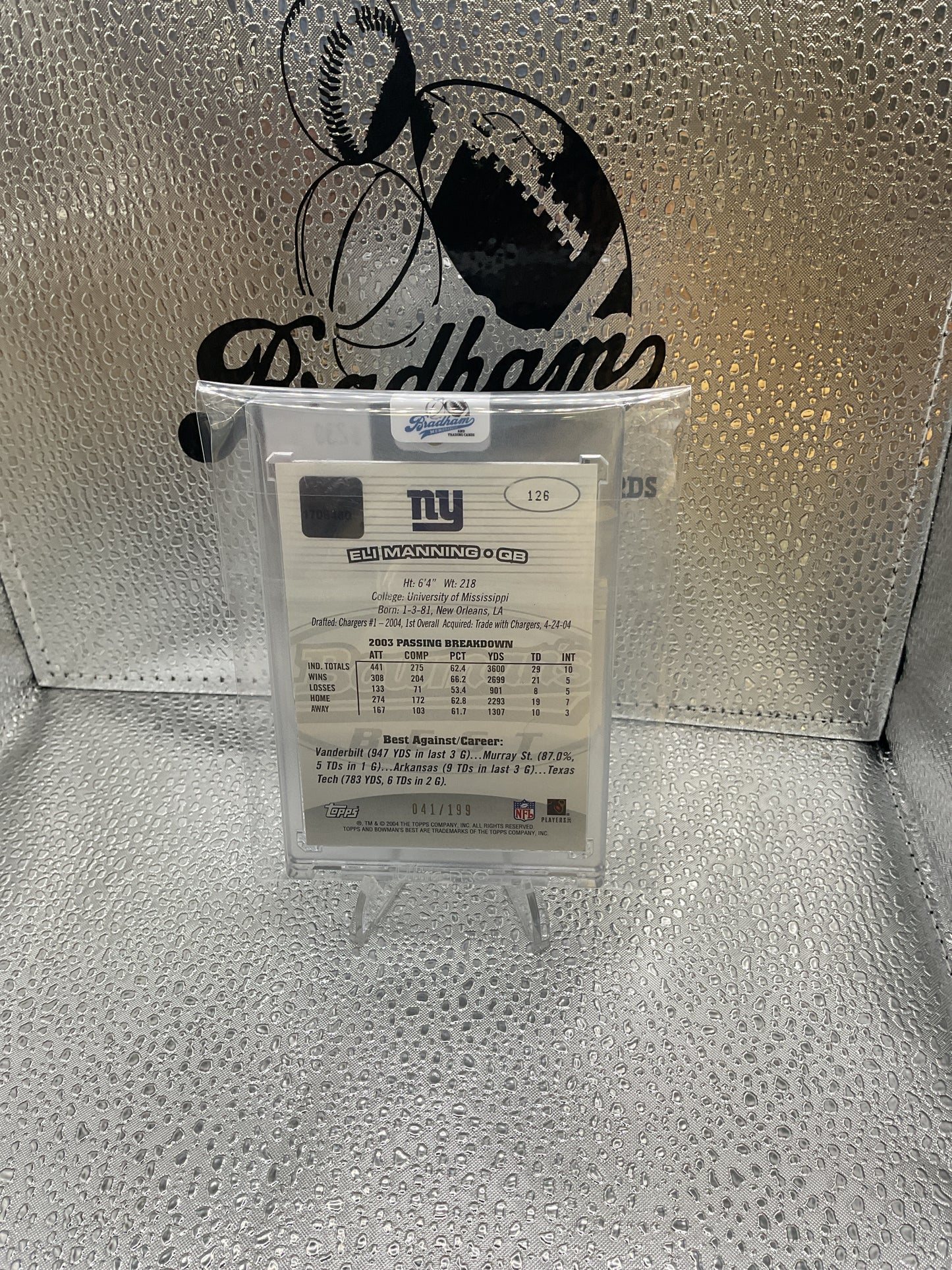 Eli Manning /199 Rookie Auto #126