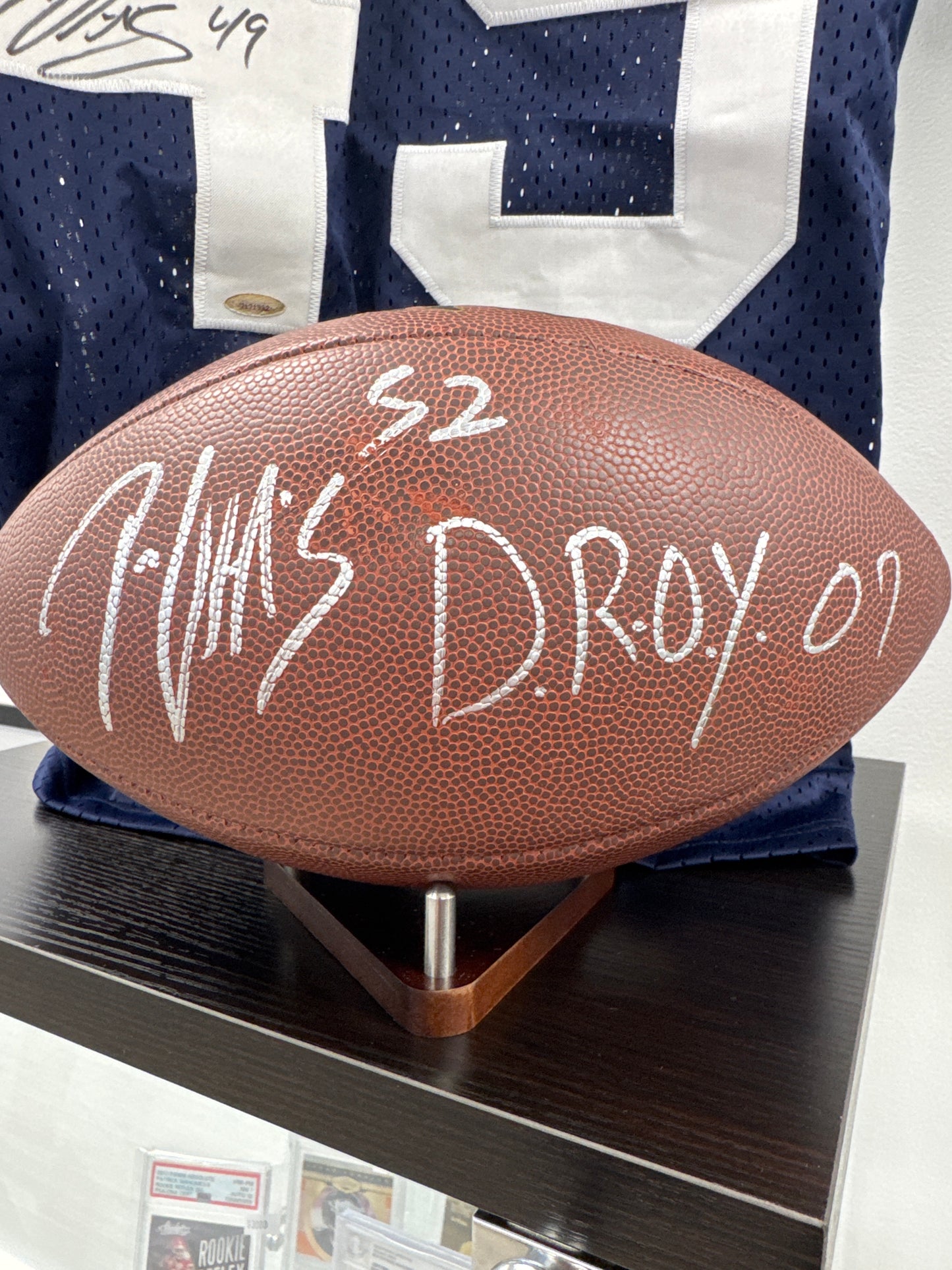 Patrick Willis Autographed football with D.R.O.Y. Inscription