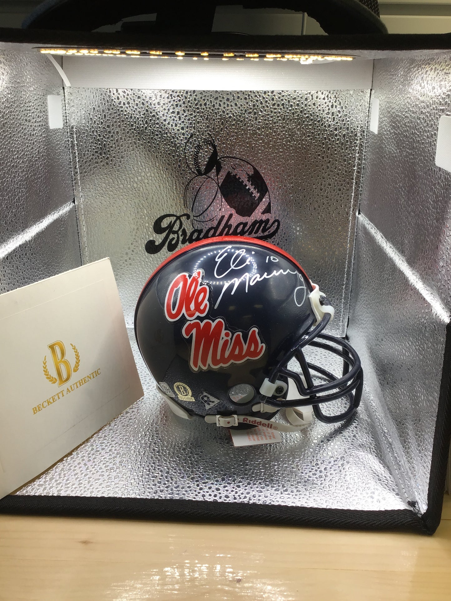 Eli Manning signed Ole Miss Mini Helmet