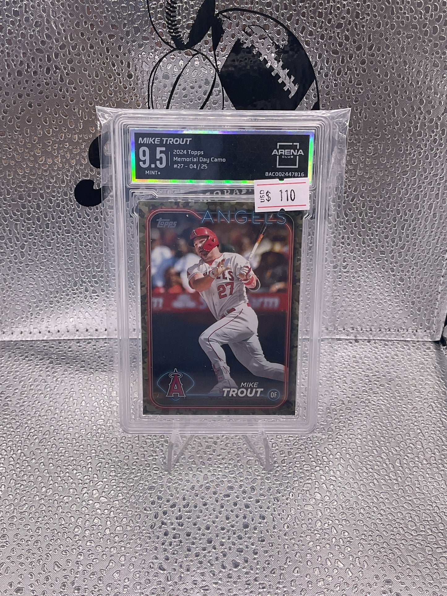 Mike Trout 2024 Topps Series One #27 Camo /25 Arena Club 9.5 Graded