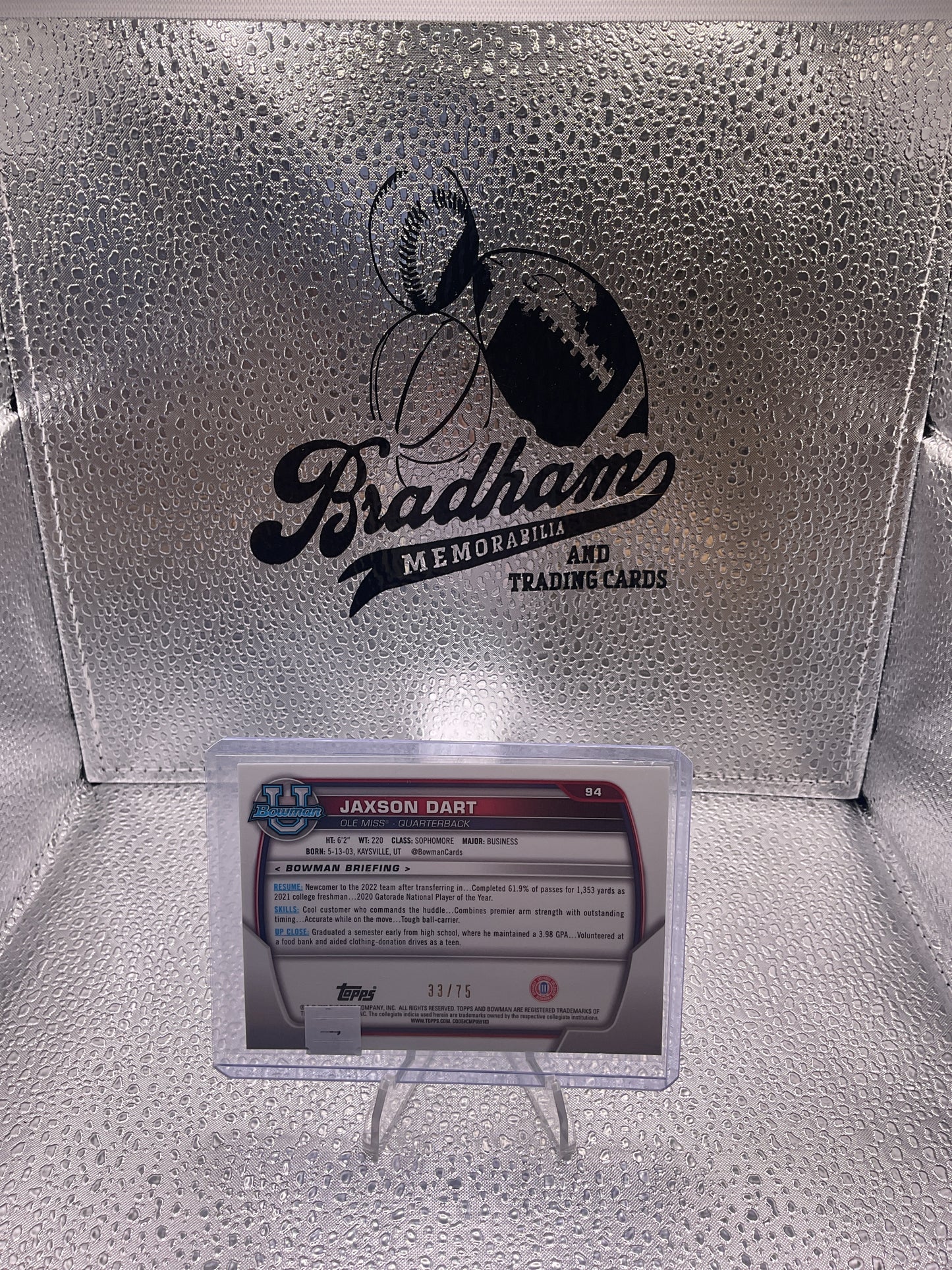 Jason Dart 2022 Topps Bowman Chrome University 1st Bowman #94 Yellow 33/75