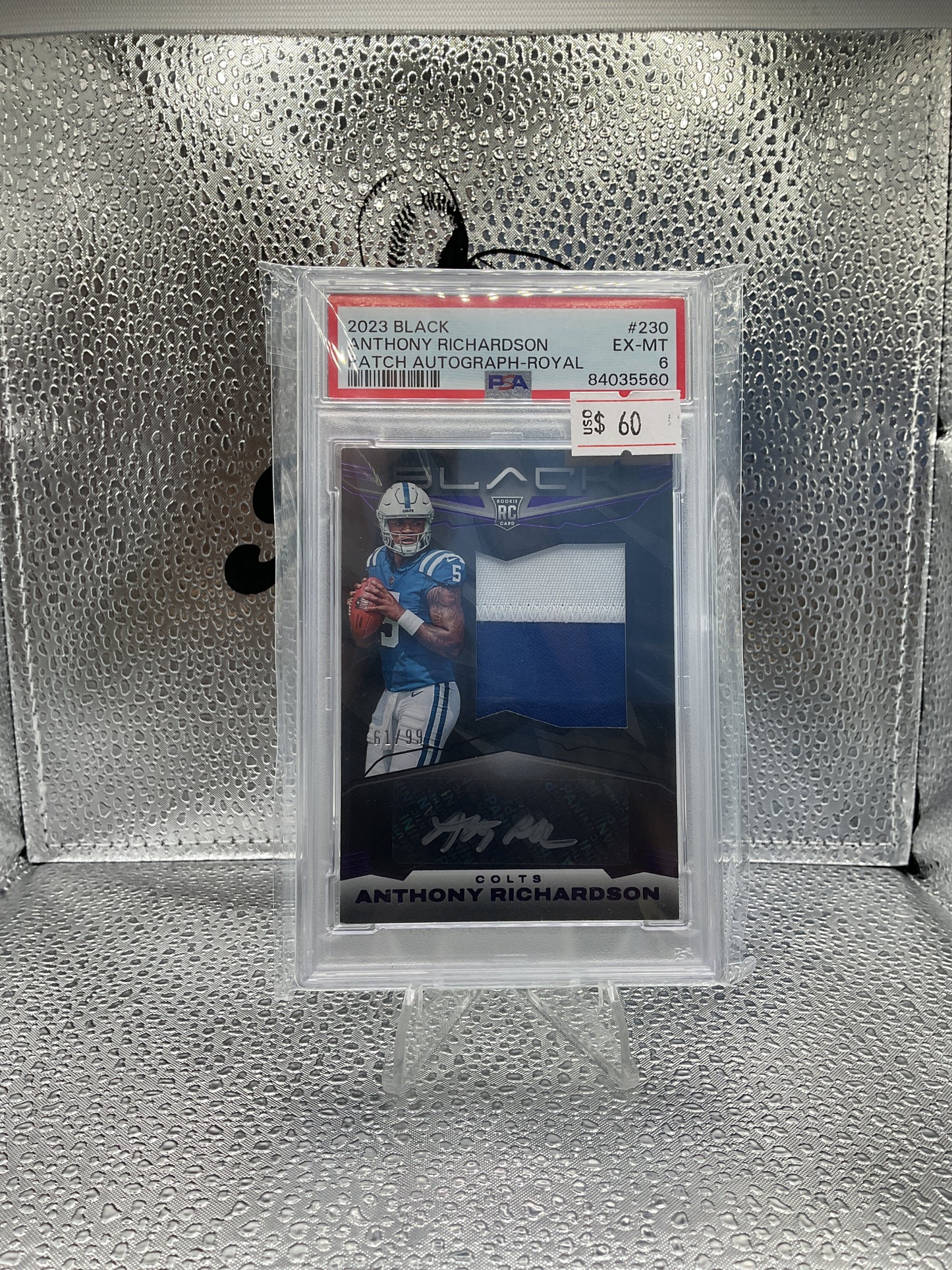 2023 Black Anthony Richardson Patch Autograph-Royal #230 PSA 6