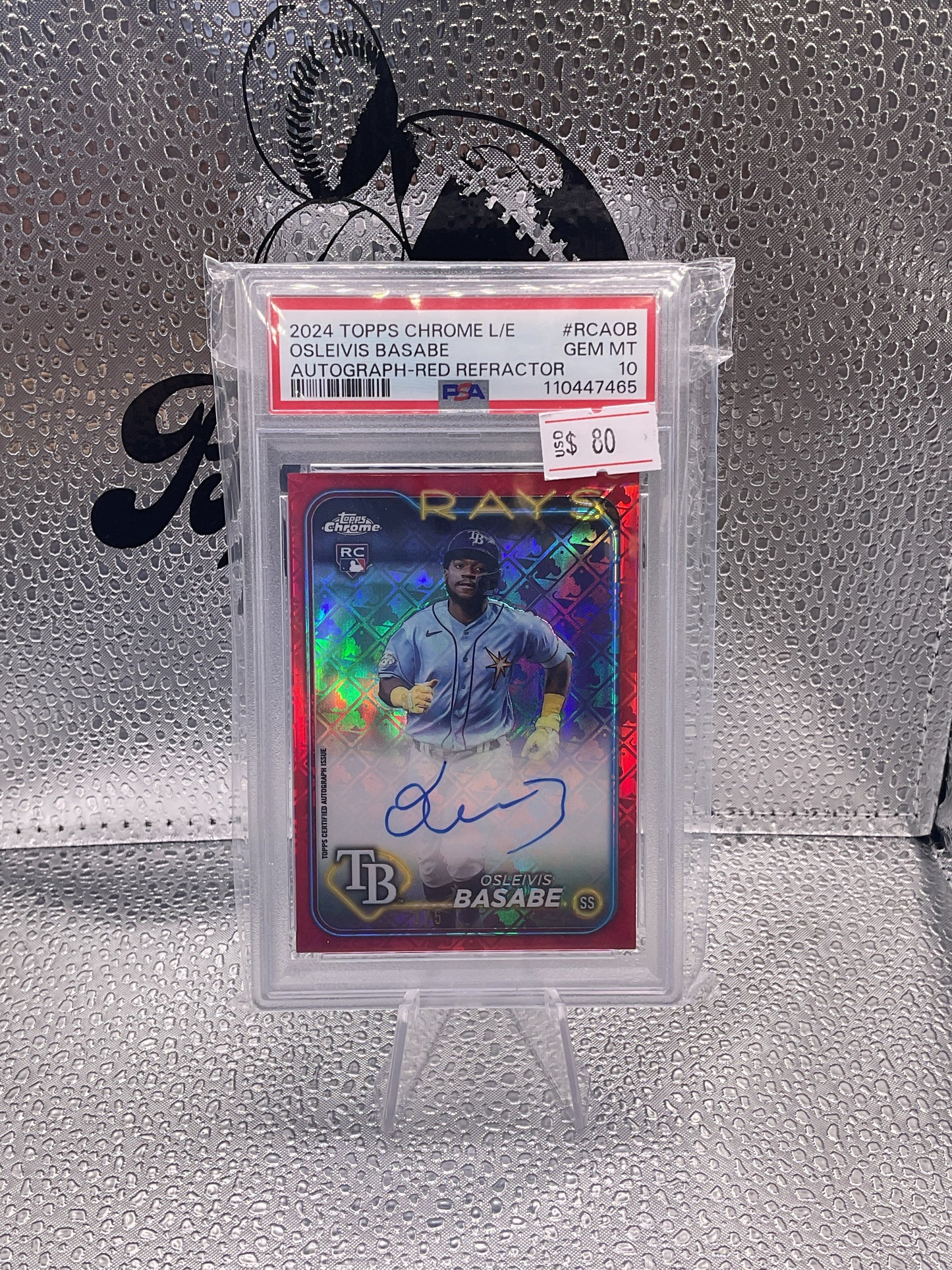 2024 TOPPS CHROME L/E RED REFRACTOR #RCAOB OSLEIVIS BASABE RC 3/5 PSA 10