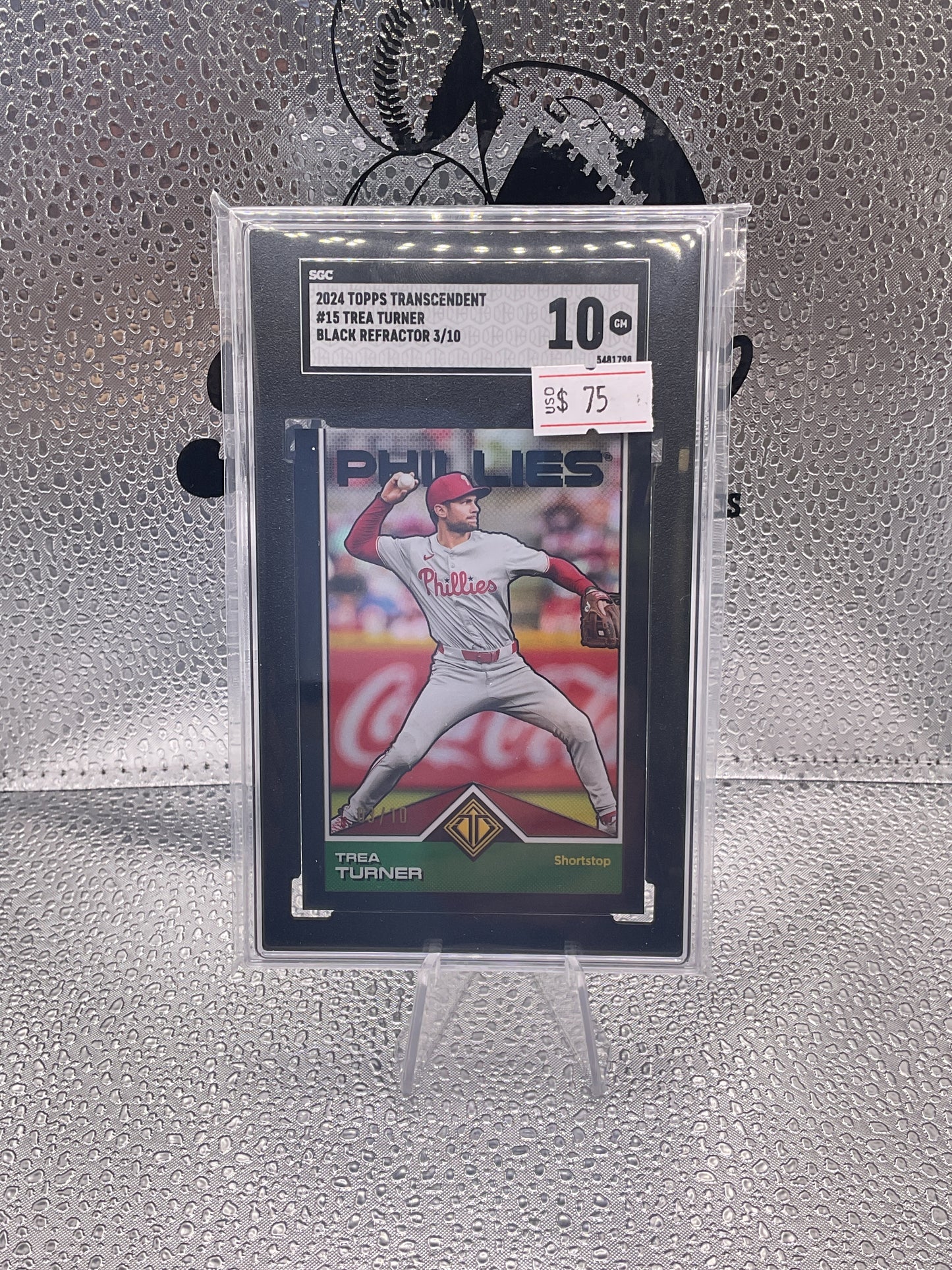 2024 Topps Transcendent Chrome Icons Trea Turner Black Refractor /10 SGC 10