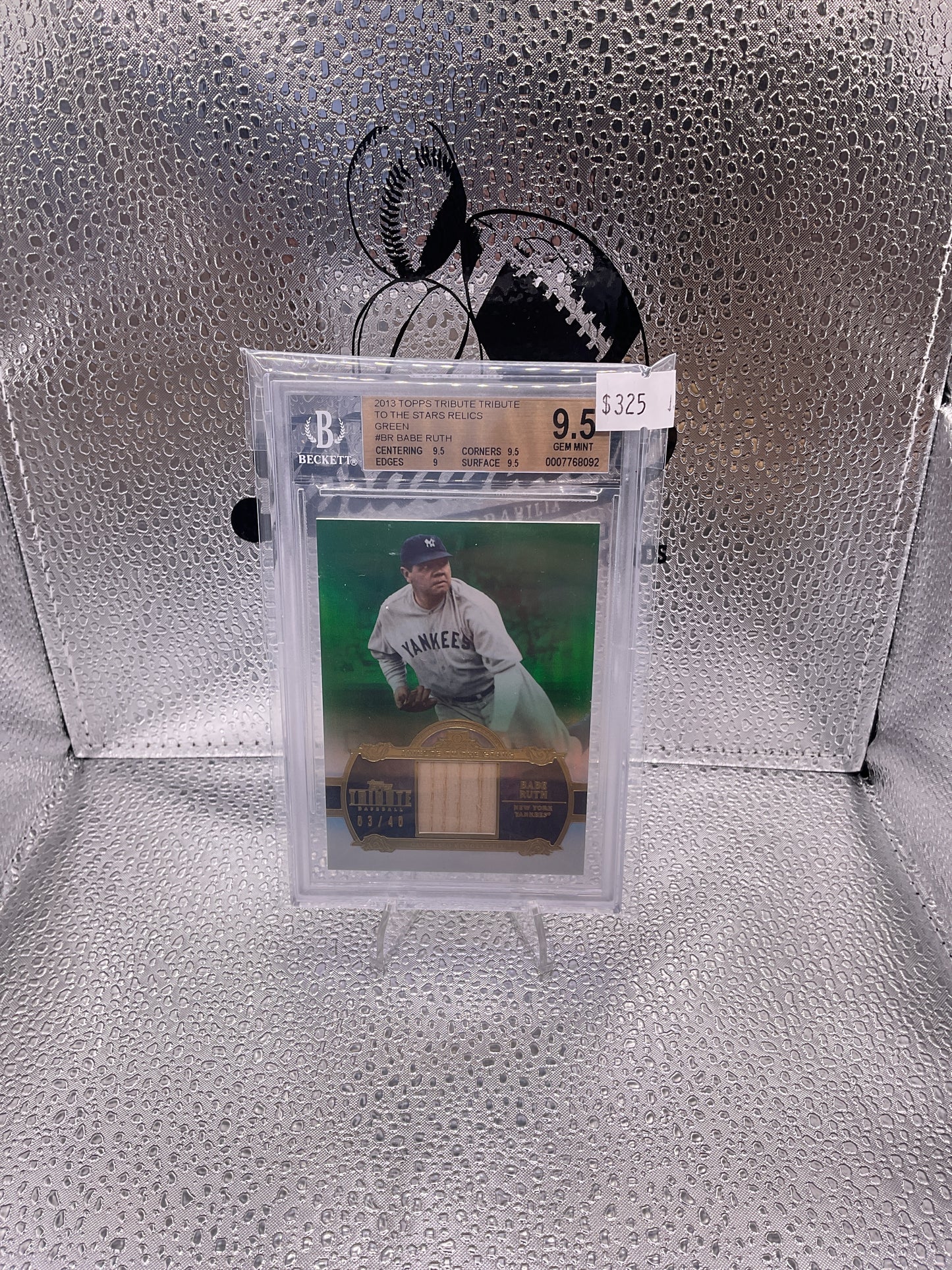 Babe Ruth Bat Relic Green Refractor 03/40 2013 Topps Tribute TTSR-BR Beckett 9.5
