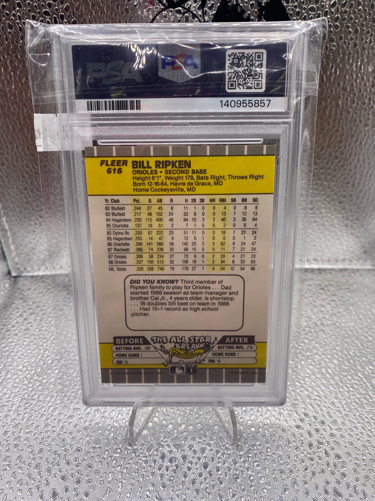 1989 Fleer Bill Ripken FF Error PSA 6