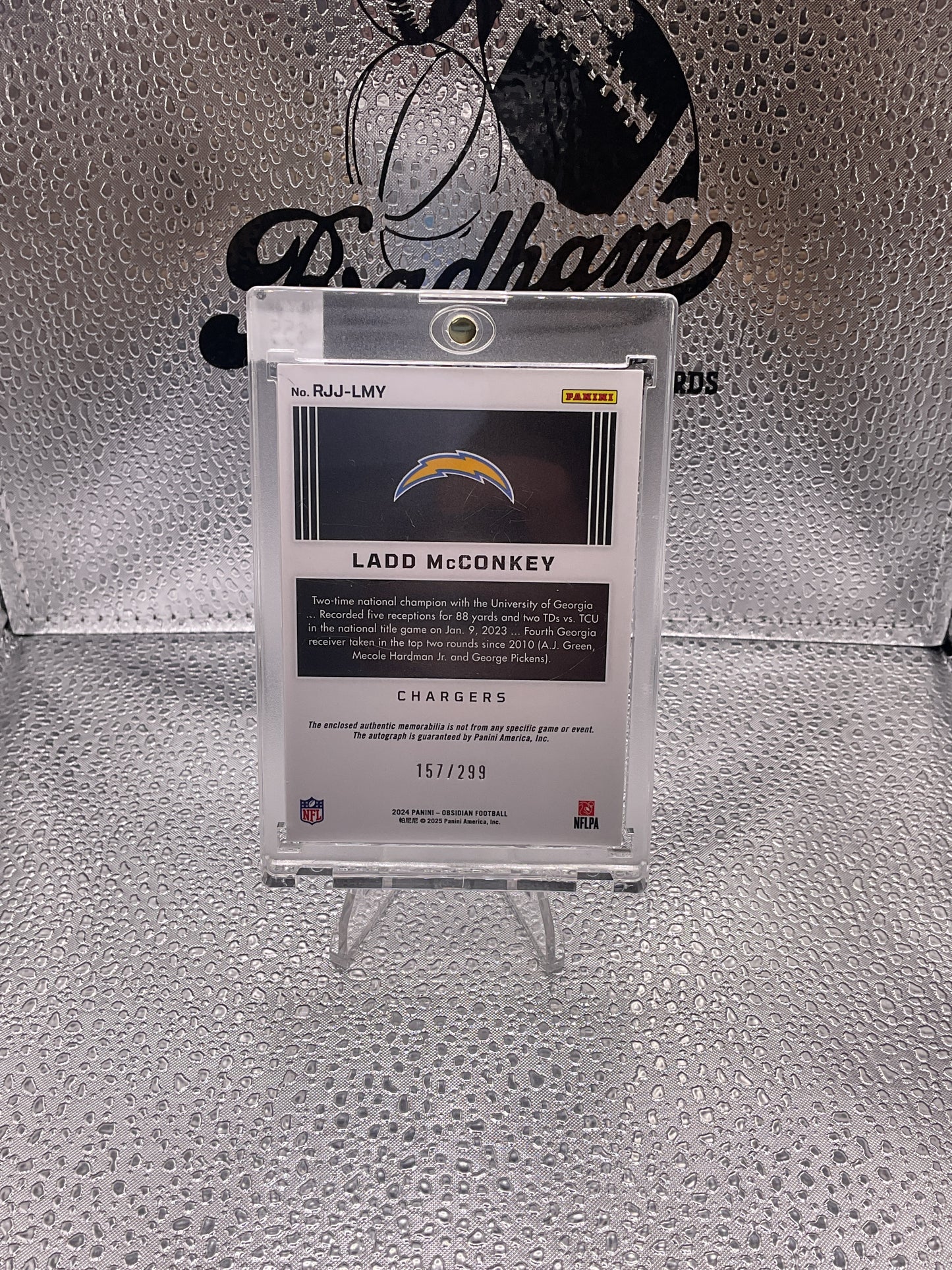 2024 Panini Obsidian Football Ladd McConkey #RJJ-LMY Autograph Patch RC 157/299