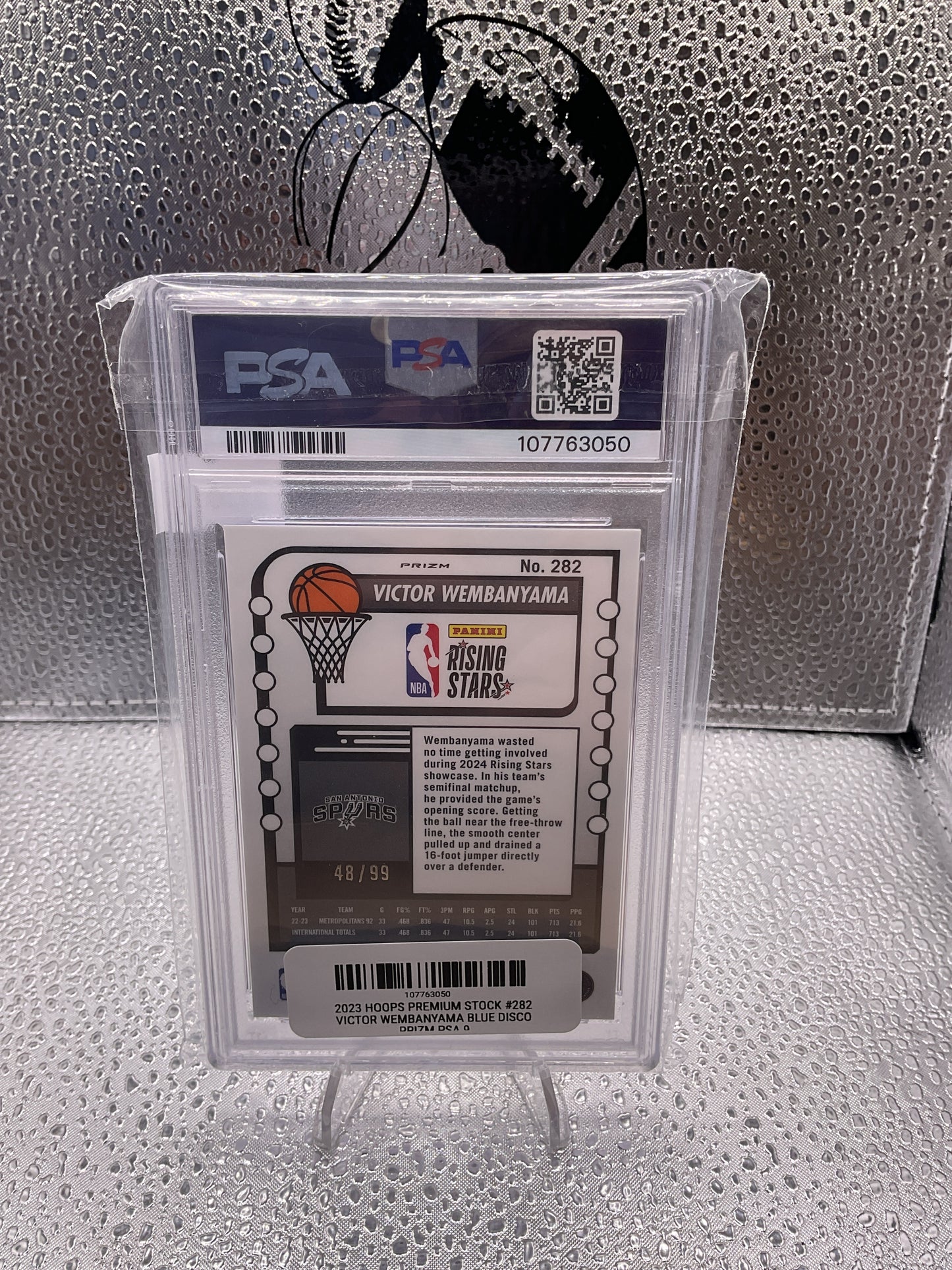 2023 Hoops Premium Stock #282 Victor Wembanyama Rookie Blue Disco /99 RC
PSA 9