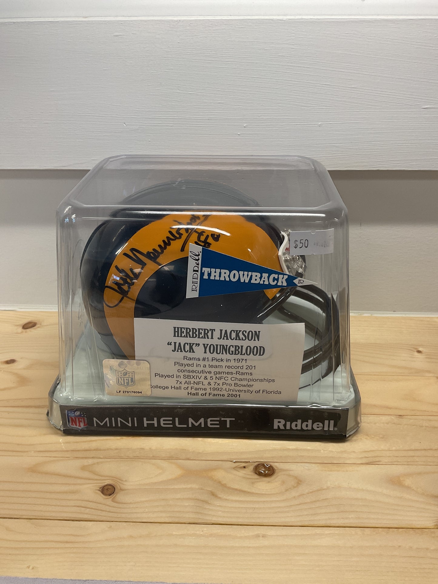 Herbert Jackson “Jack” Youngblood Signed Rams Mini Helmet