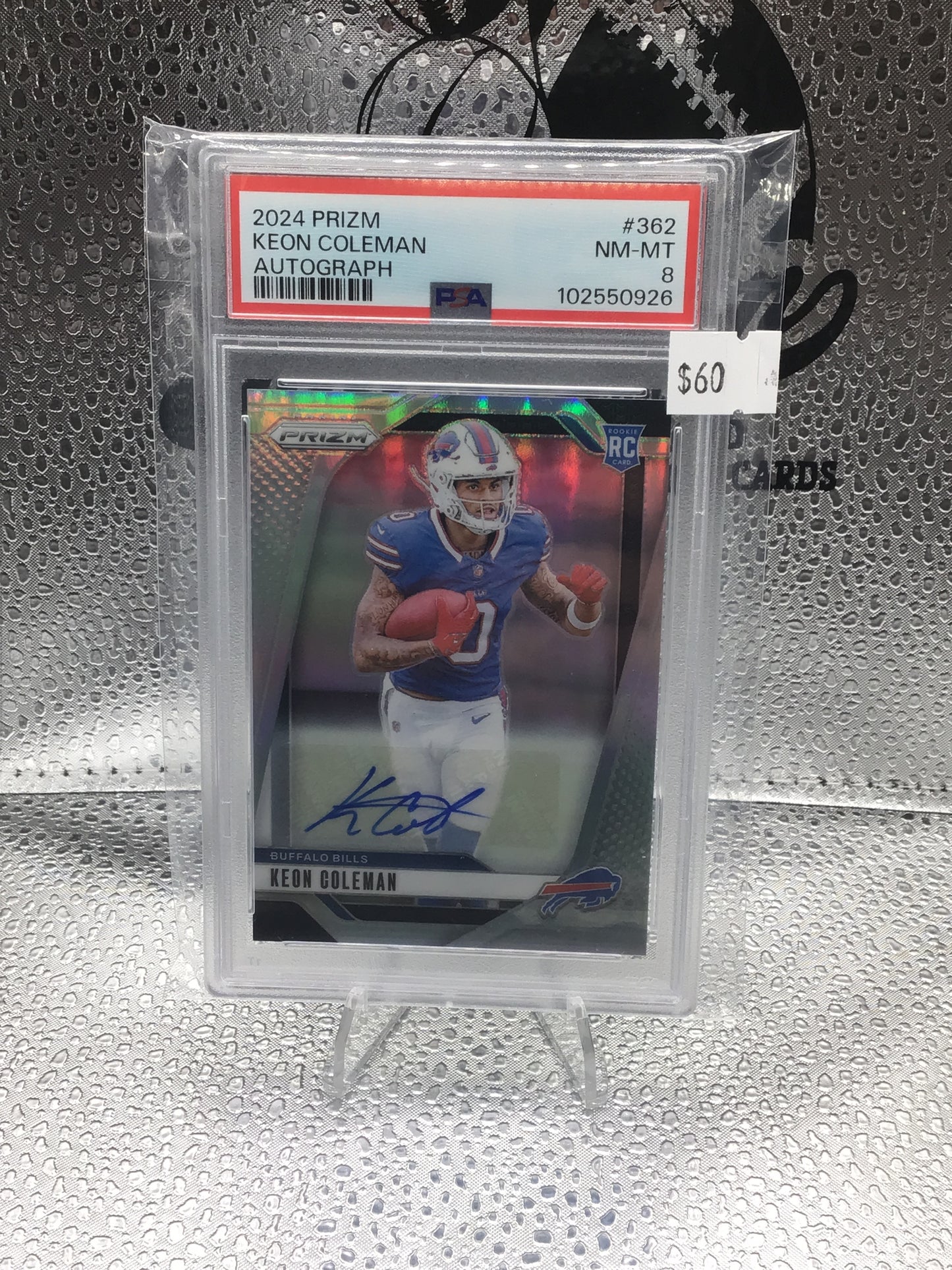 2024 Panini Prizm Silver Keon Coleman ROOKIE AUTO #362 PSA 8 NM-MT