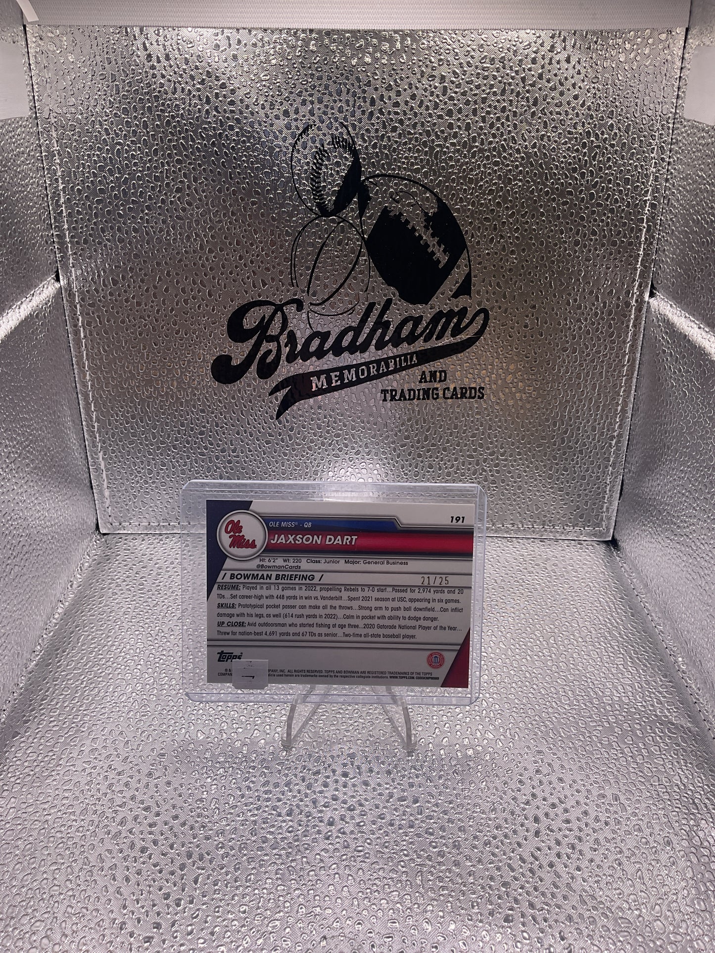 2023 Bowman University Chrome Jaxson Dart #191 Orange Refractor 21/25 (RC)