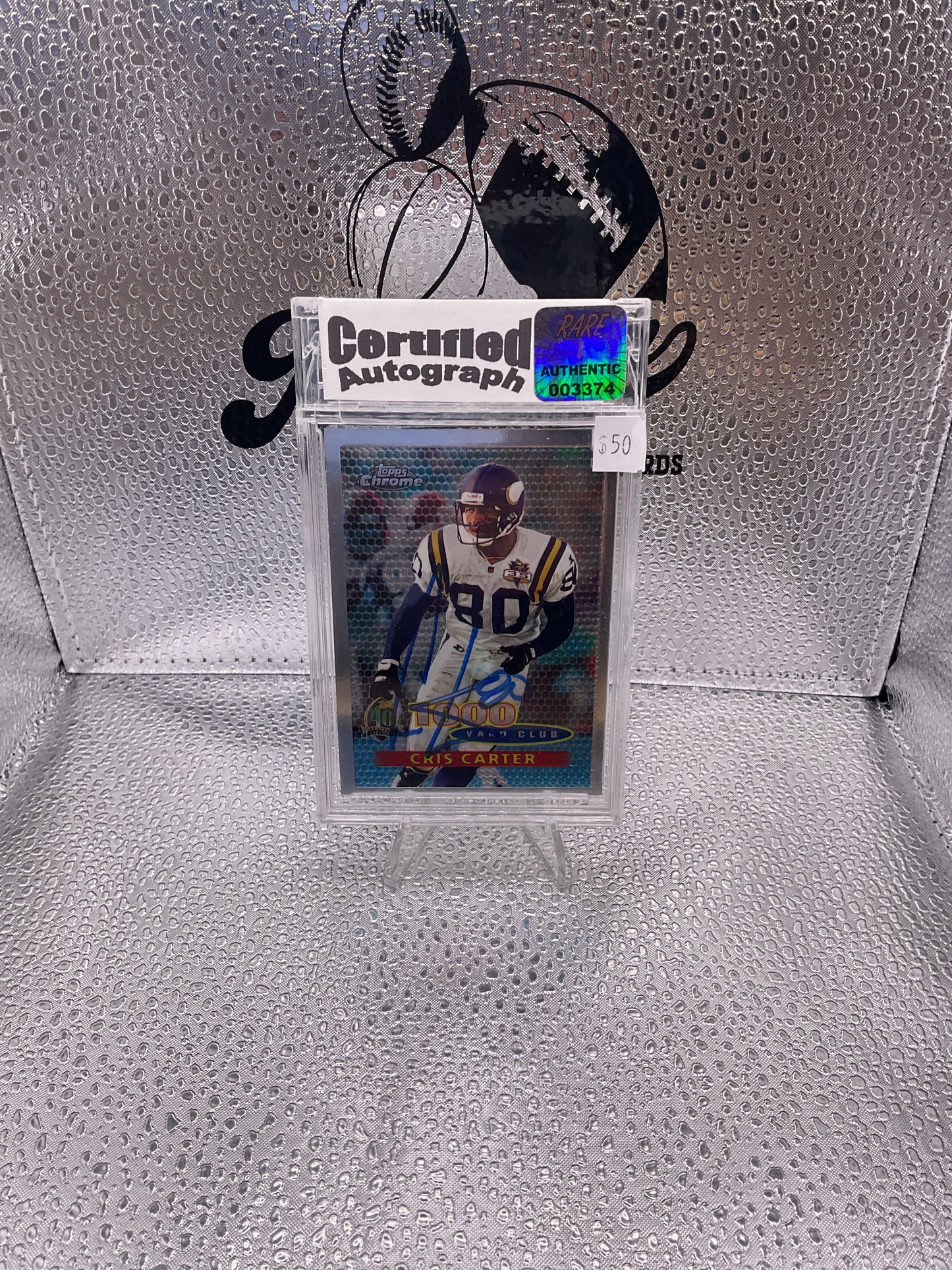1996 Topps Chrome Cris Carter #94 - 1000 Yard Club Minnesota Vikings 1996 on card AUTO