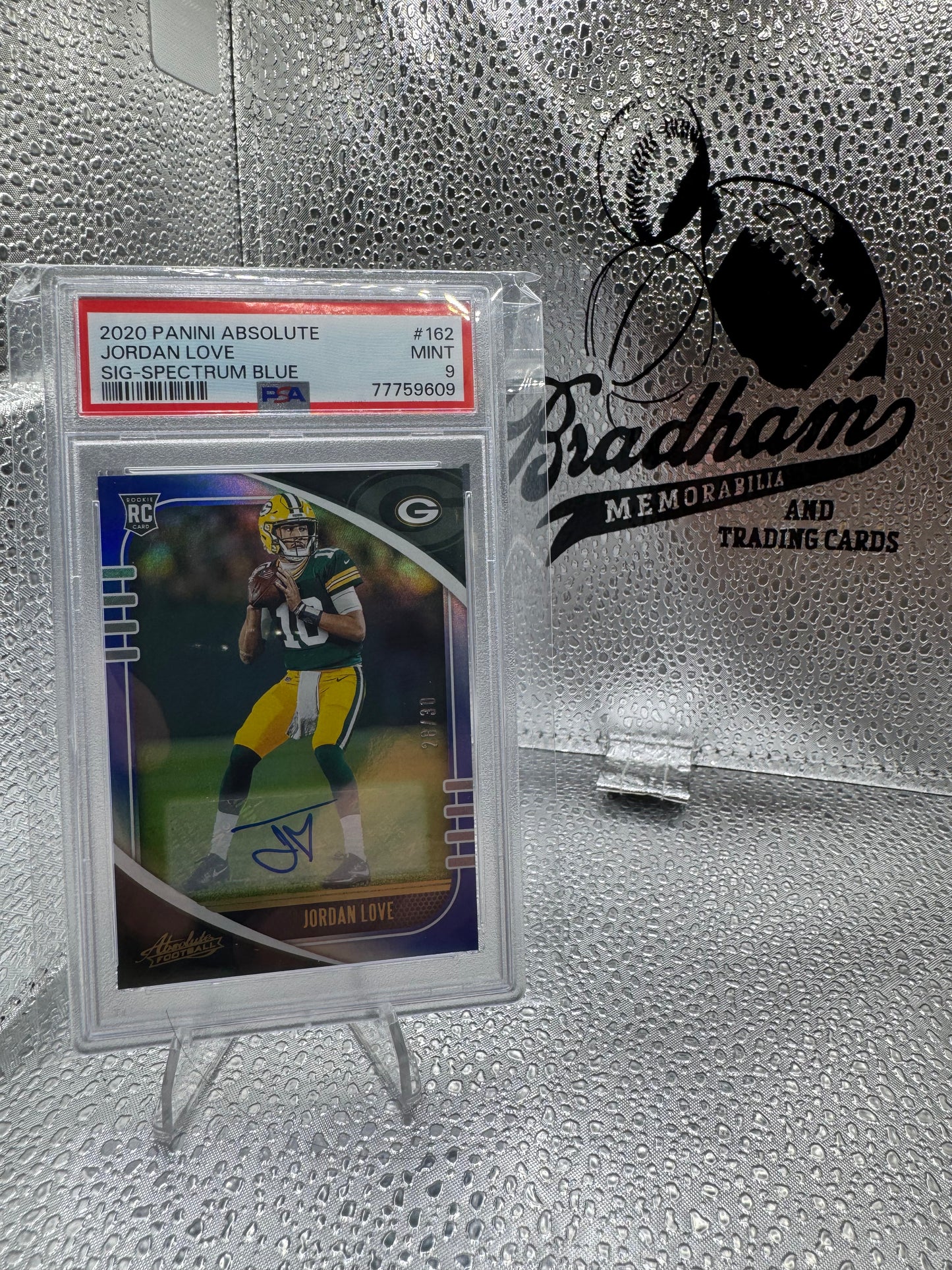 2020 Panini Absolute Jordan Love Sig-Spectrum Blue /30 PSA9