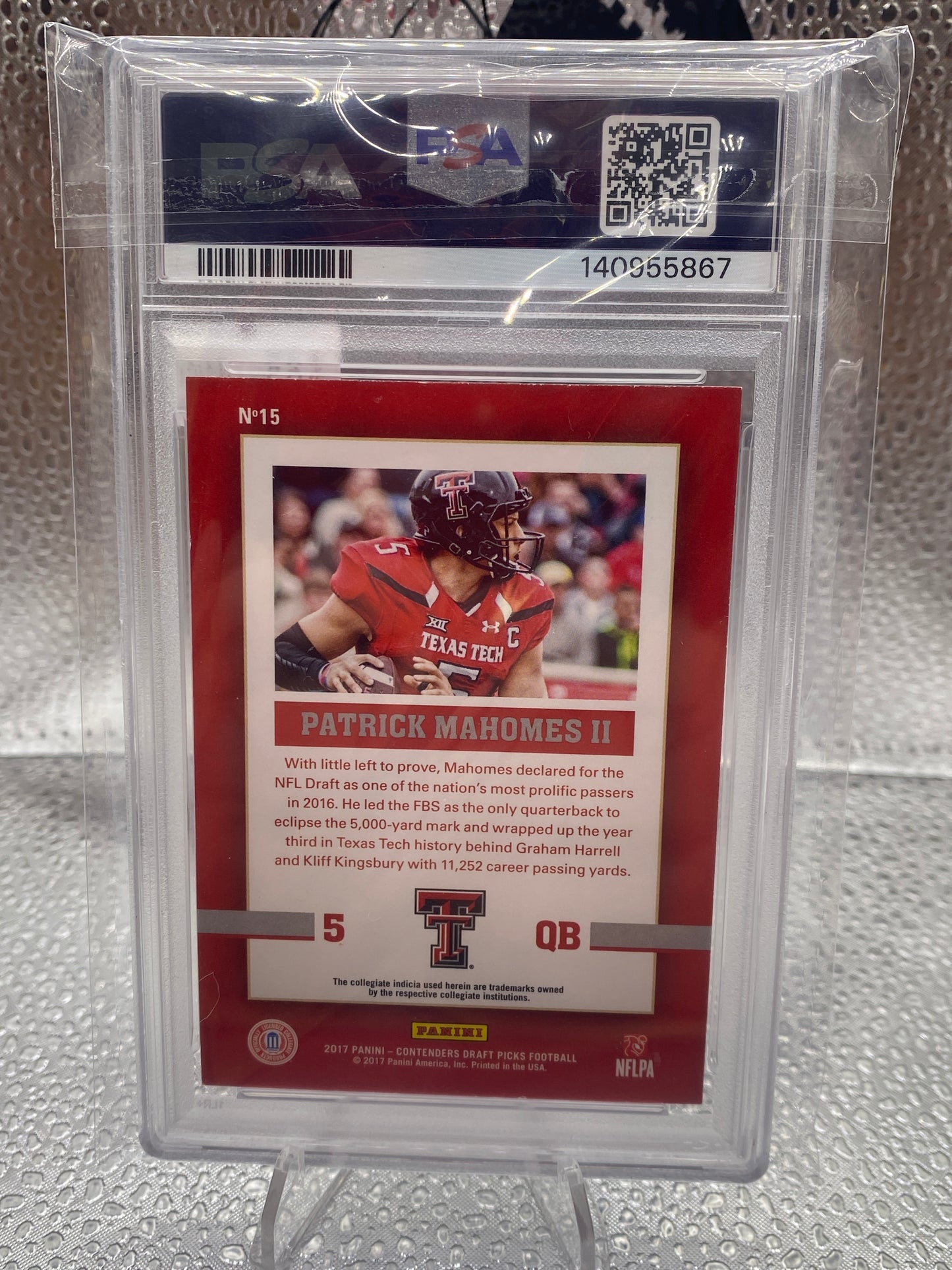 2017 Panini Contenders DP Patrick Mahomes ll School Colors PSA 8