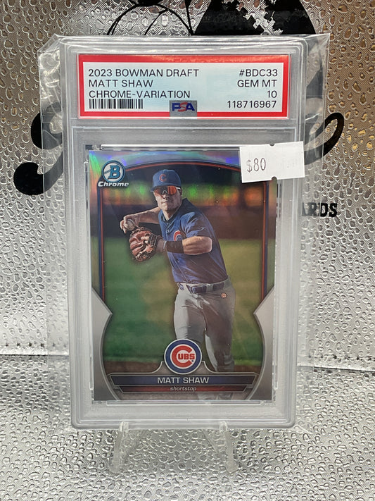 2023 Bowman Draft Matt Shaw Chrome Variation Gem Mint 10