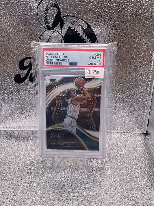 Nick Smith Jr. 2023-24 Select White
Sparkle Prizm SP 293 Courtside RC Rookie PSA 10