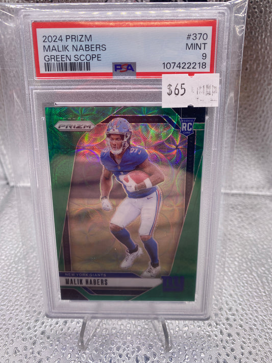 2024 Prizm Malik Nabers Green Scope /75 PSA 9