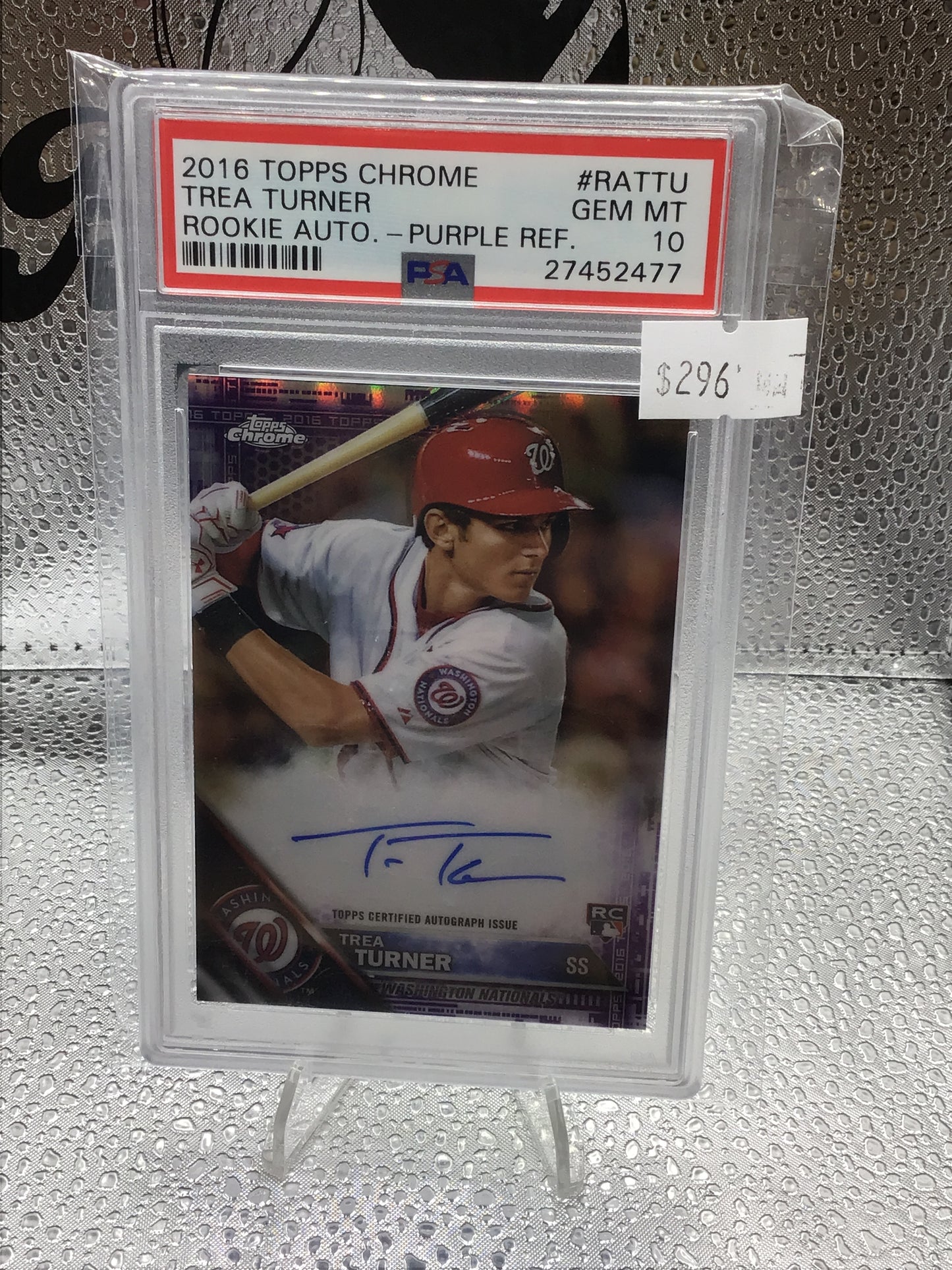 2016 Topps Chrome Trea Turner Rookie Auto Purple Refractor PSA 10