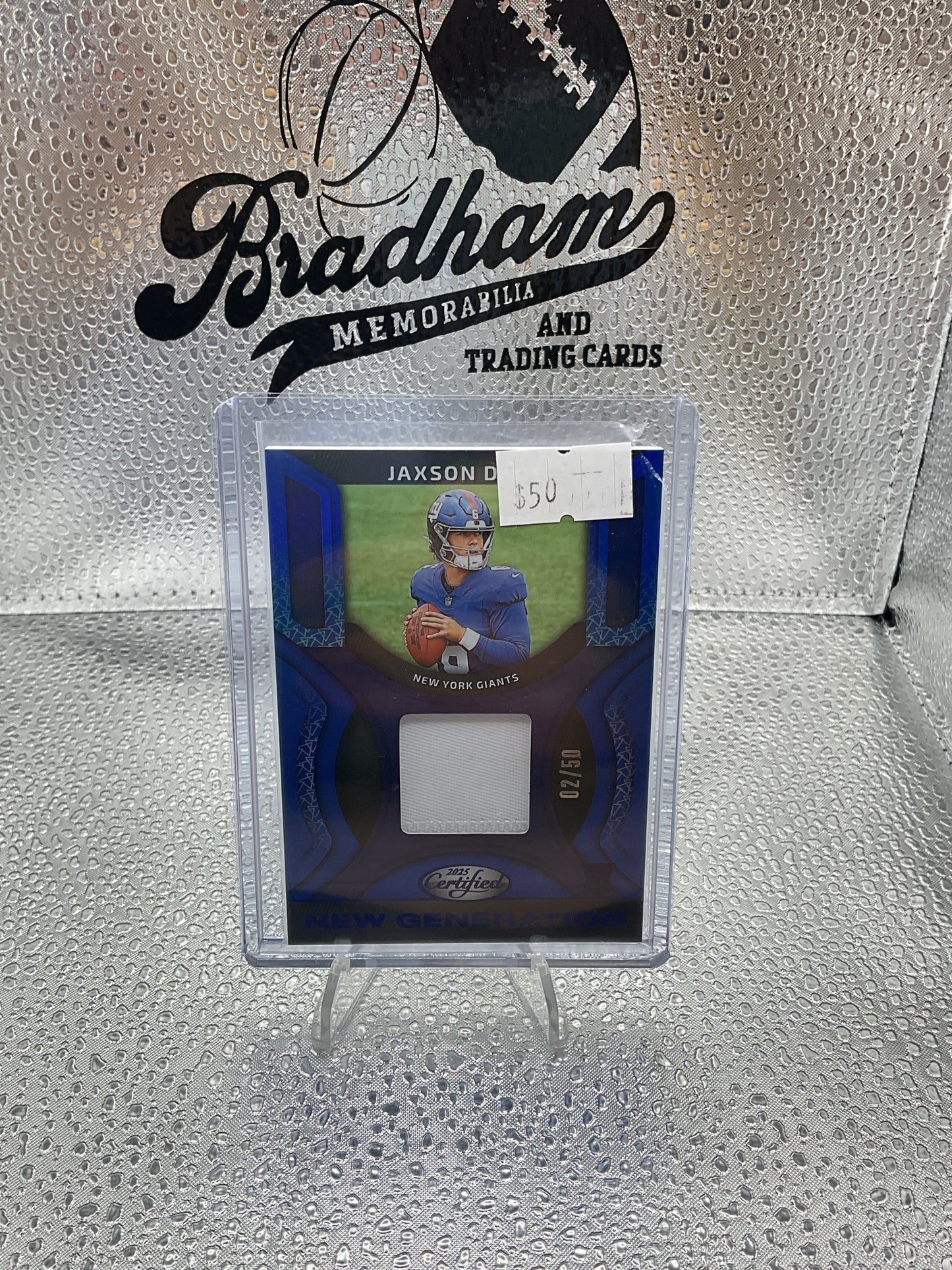 2025 Panini Certified - New Generation Jaxson Dart #NGJ-JBE Blue Color Match /50