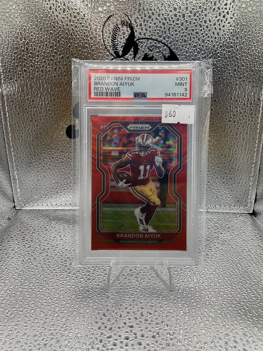 2020 Panini Prizm Brandon Aiyuk Red Wave #301 PSA 9