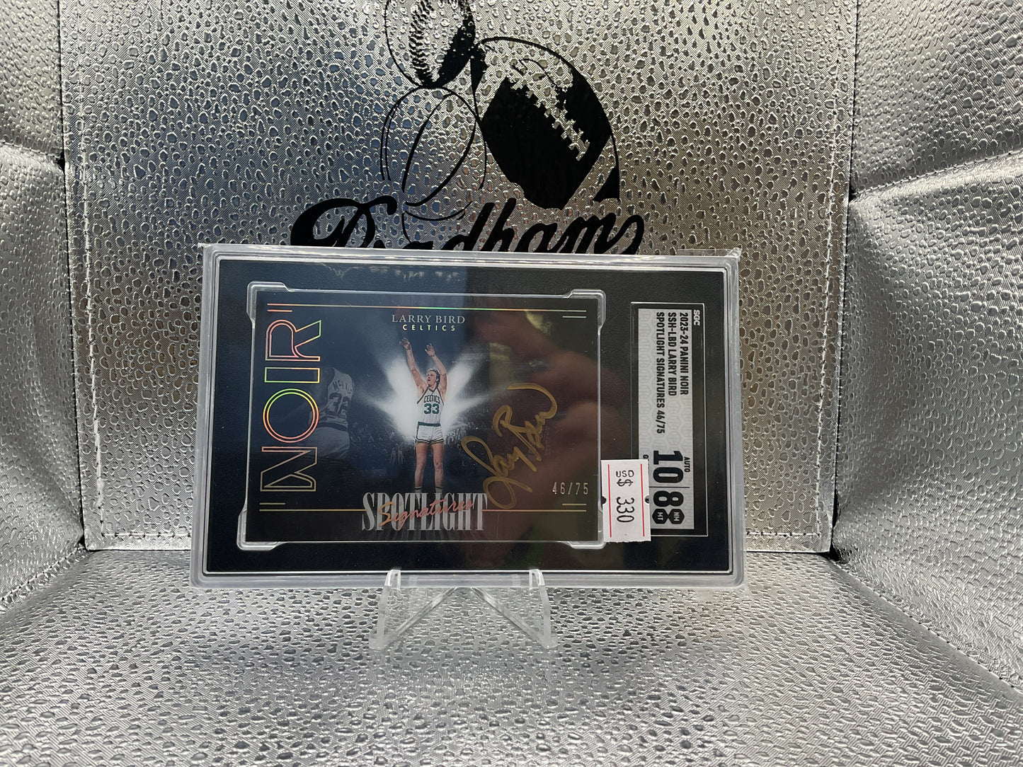 2023-24 Panini Noir SSH-LBD Larry Bird Spotlight Signatures 46/75~ SGC Auto 10 Card 8