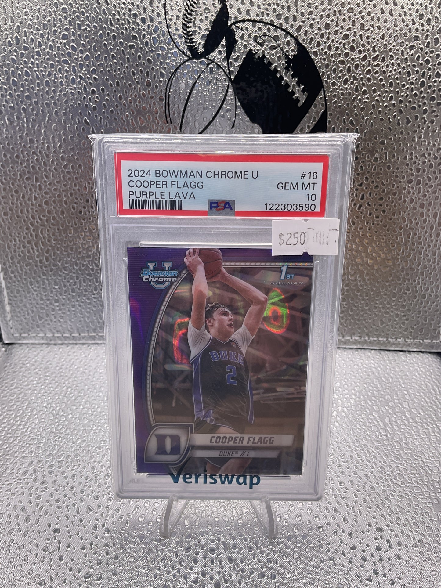 2024 Bowman Chrome University #16 Cooper Flagg Rookie Purple Lava PSA 10 RC