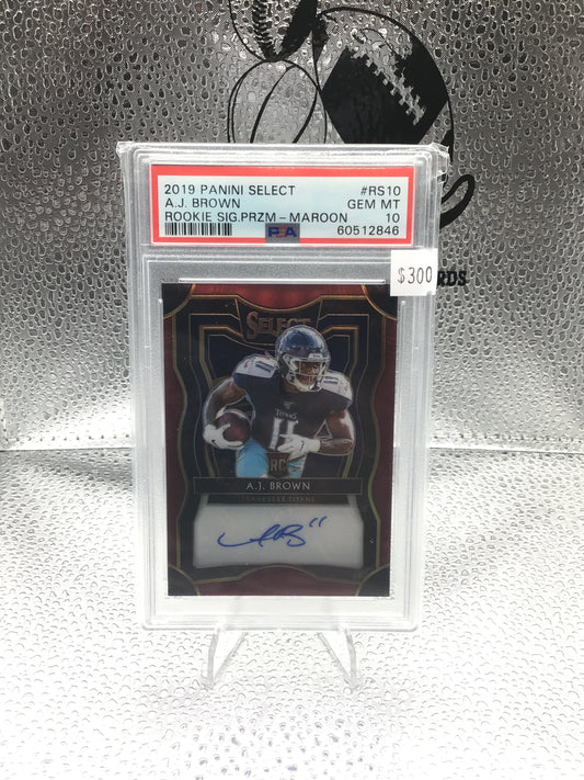 AJ Brown 2019 Panini Select #RS-10 Rookie SG Prizm Maroon PSA 10 11/35