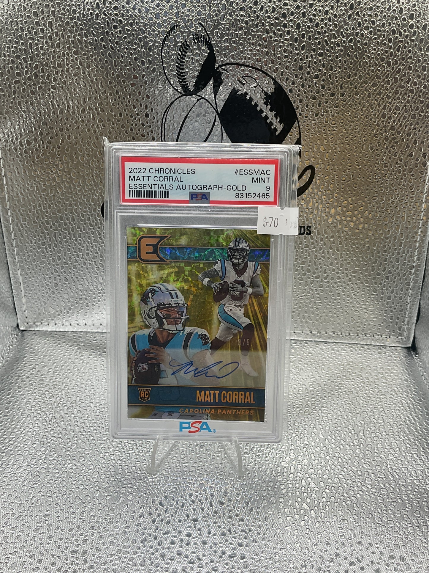 2022 Panini Chronicles Matt Corral Essentials Gold Auto /5 PSA 9