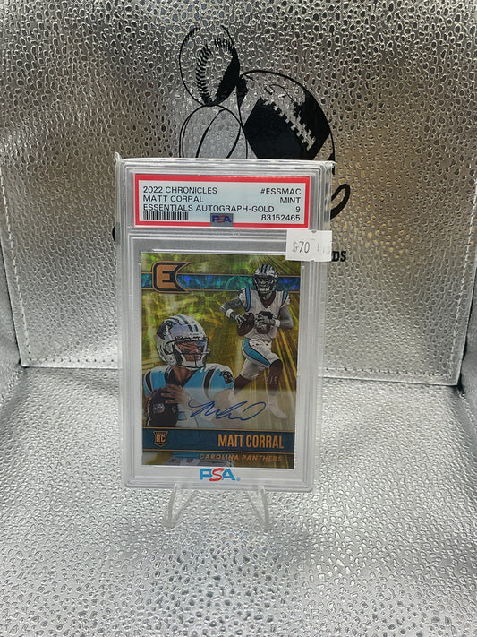 2022 Panini Chronicles Matt Corral Essentials Gold Auto /5 PSA 9
