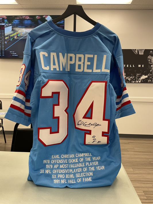 Earl Campbell Signed Oilers Jersey with COA
