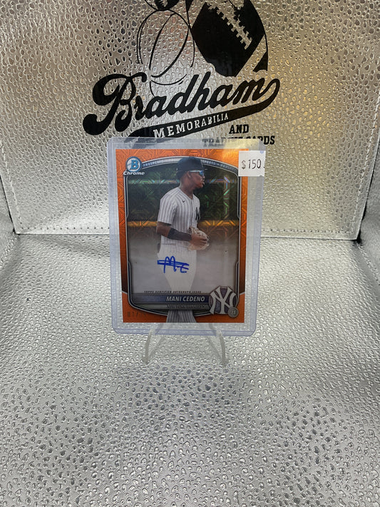 Mani Cedeno /25 Orange Mojo Refractor Auto #BMA-MCO