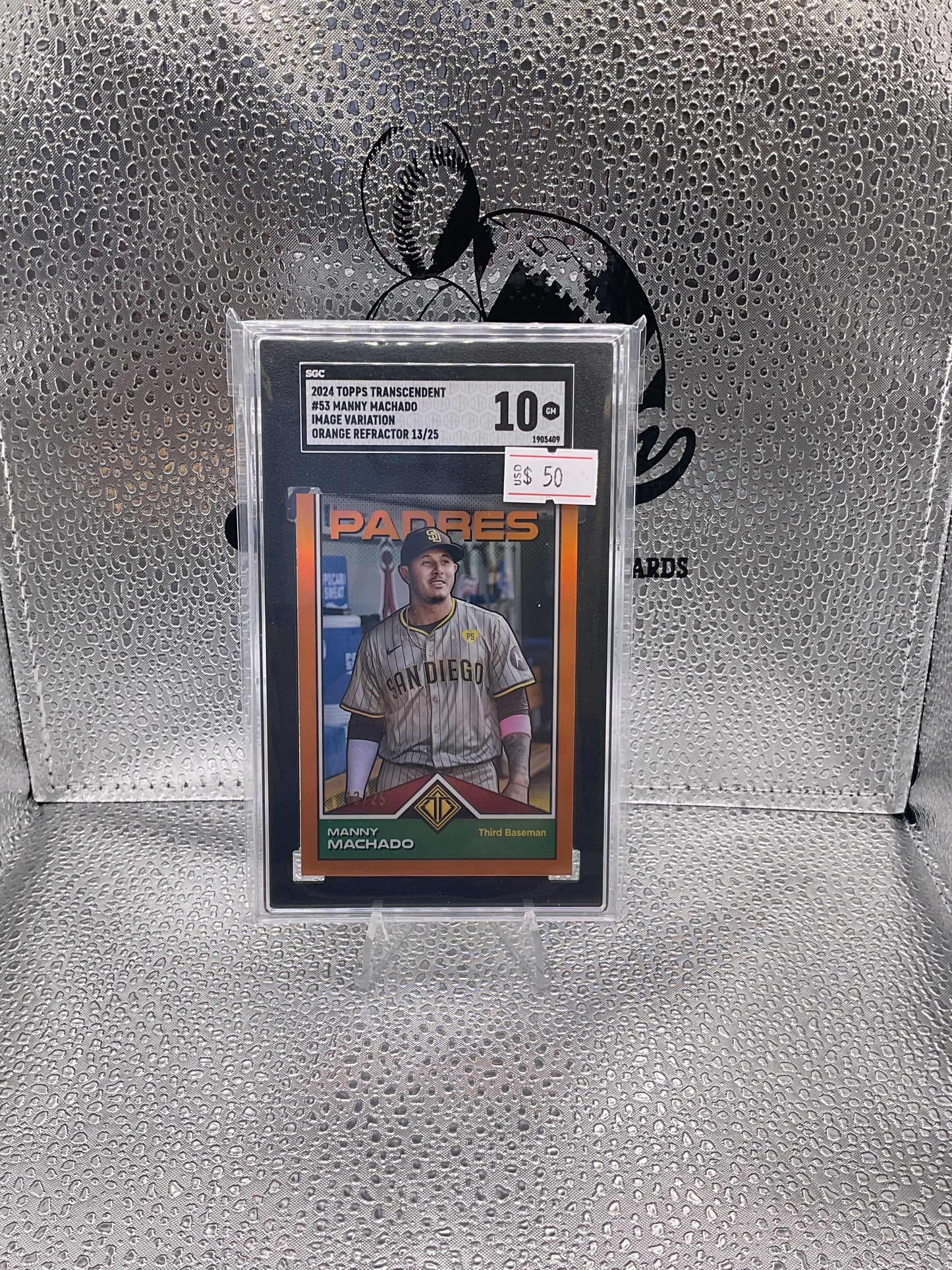 2024 Topps Transcendent Manny Machado Orange Refractor 13/25 #53 image variation SGC 10