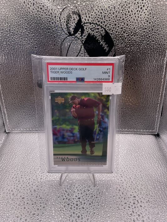 2001 Upper Deck Tiger Woods Rookie RC #1 PSA 9