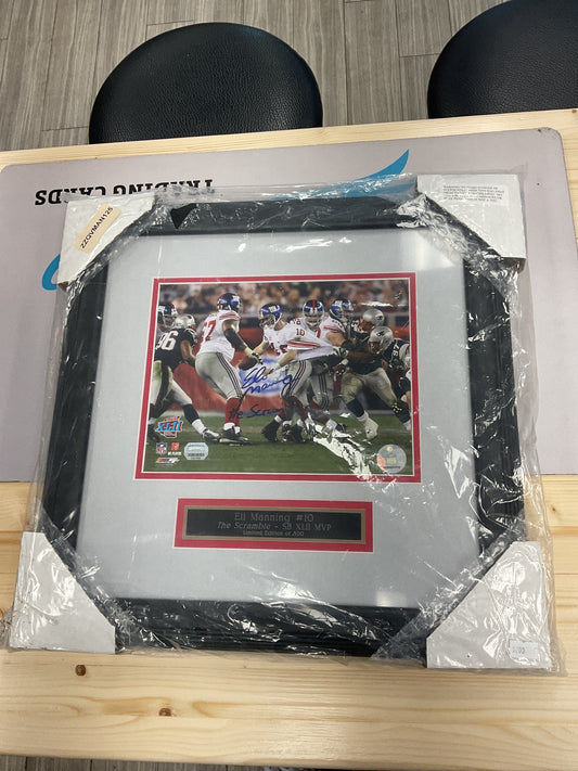 Eli Manning “The Scramble” Framed Auto /500 with COA