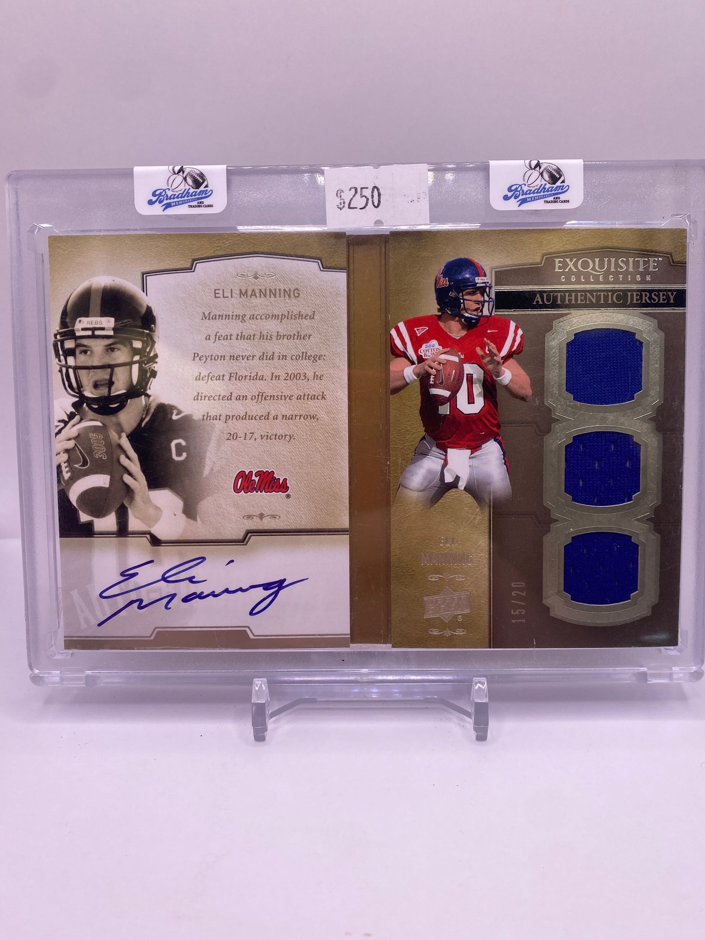 Eli Manning Exquisite Collection Triple Patch Auto 15/20