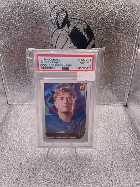 2025 PANINI DONRUSS ROOKIE GRIDIRON KINGS #RGK-JDT JAXSON DART ROOKIE RC PSA 10