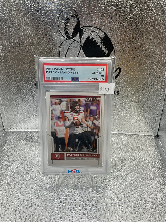 2017 Score #403 Patrick Mahomes II Scorecard PSA 10
