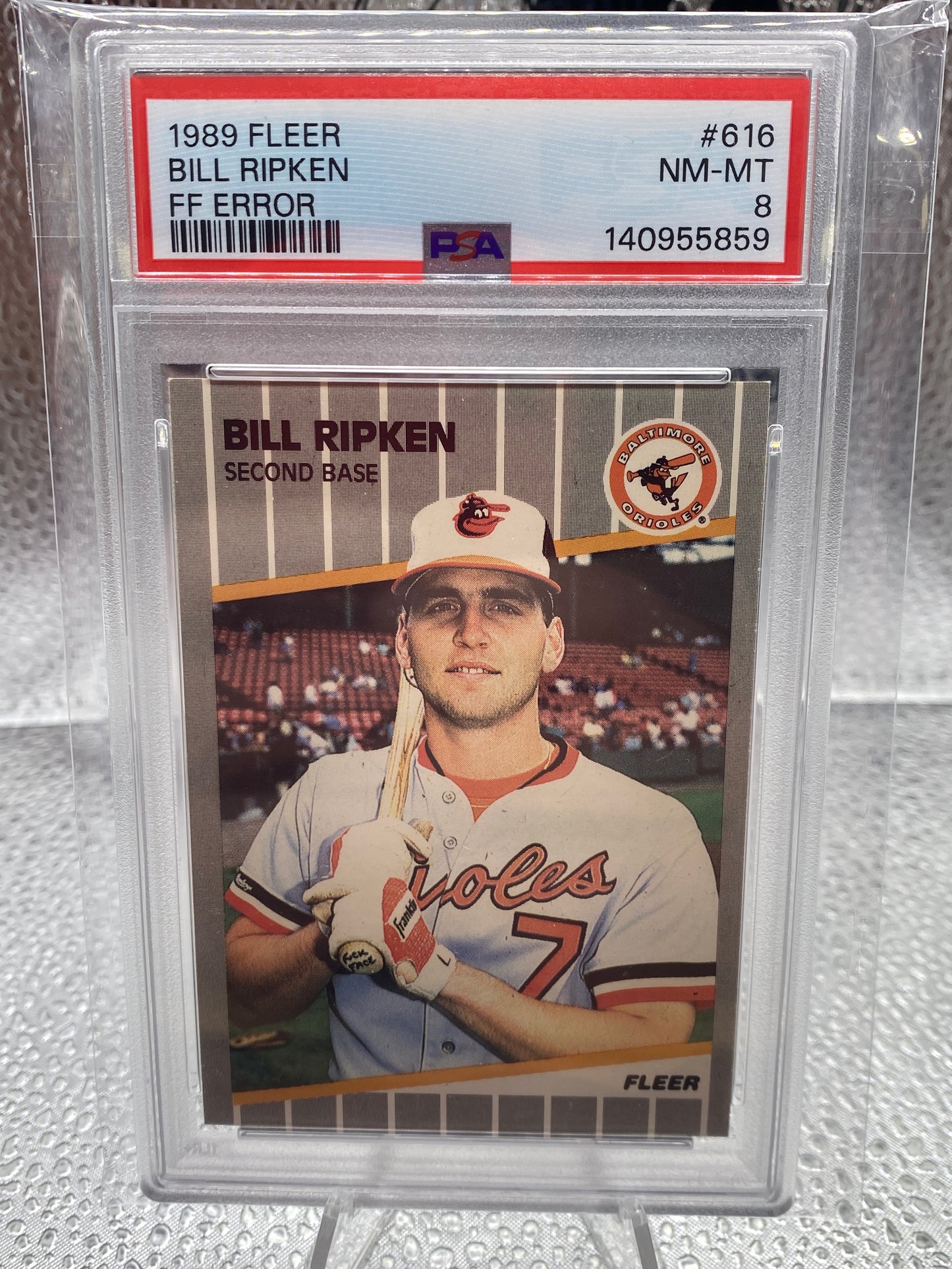 1989 Fleer Bill Ripken FF Error PSA 8