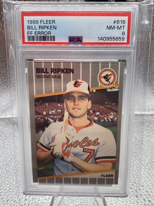 1989 Fleer Bill Ripken FF Error PSA 8