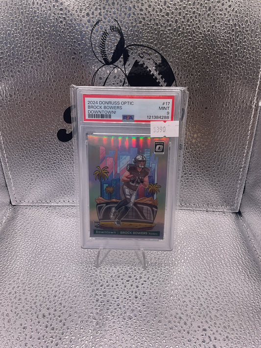 2024 Panini Donruss Optic Downtown! #17 Brock Bowers RC Rookie Mint PSA 9