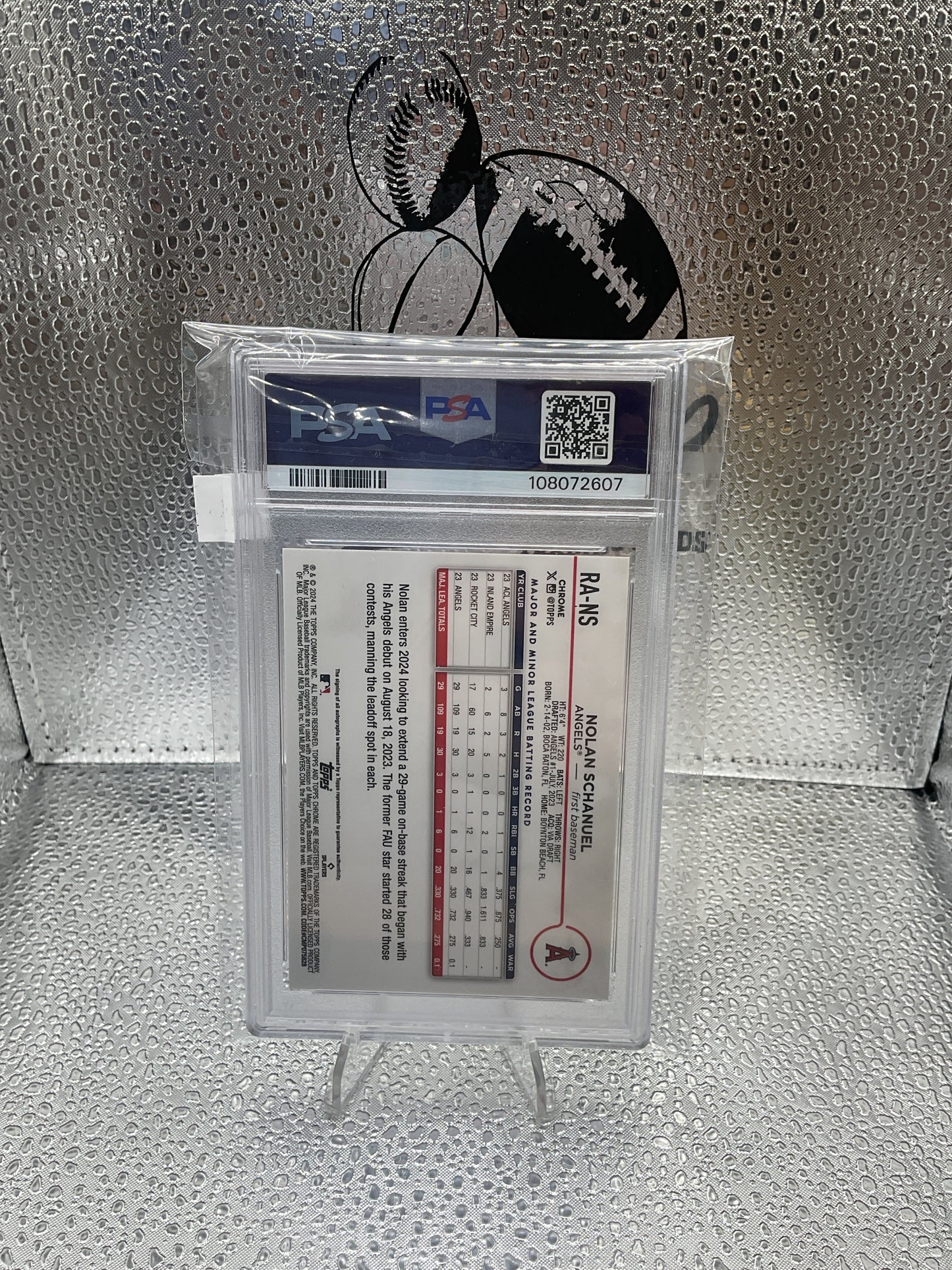 Nolan Schanuel 2024 Topps Chrome
Rookie Auto Orange Ref. Rookie /25 PSA
9