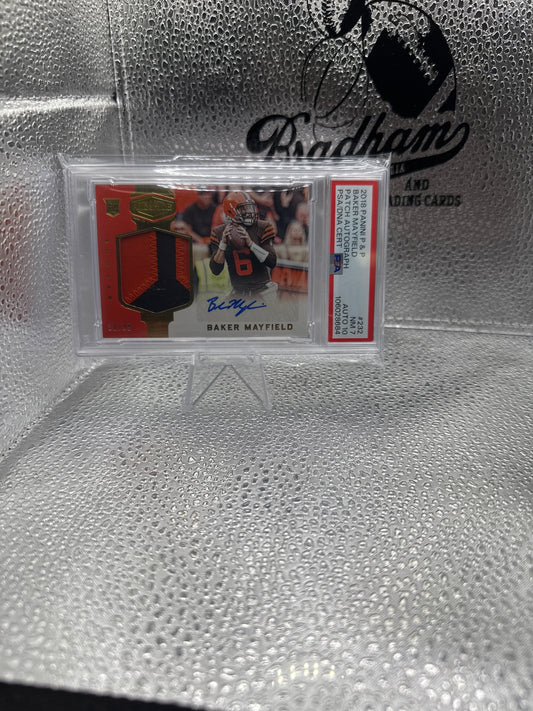 2018 Panini Plates and Patches Baker Mayfield RPA /99.  PSA 7 Auto 10