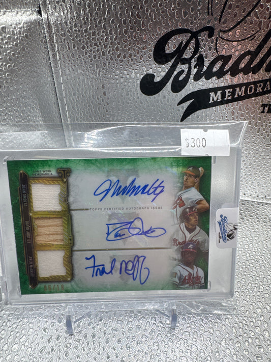 2020 Topps Triple Threads Triple Auto.  John Smoltz, David Justice, Fred McGriff. 6/18