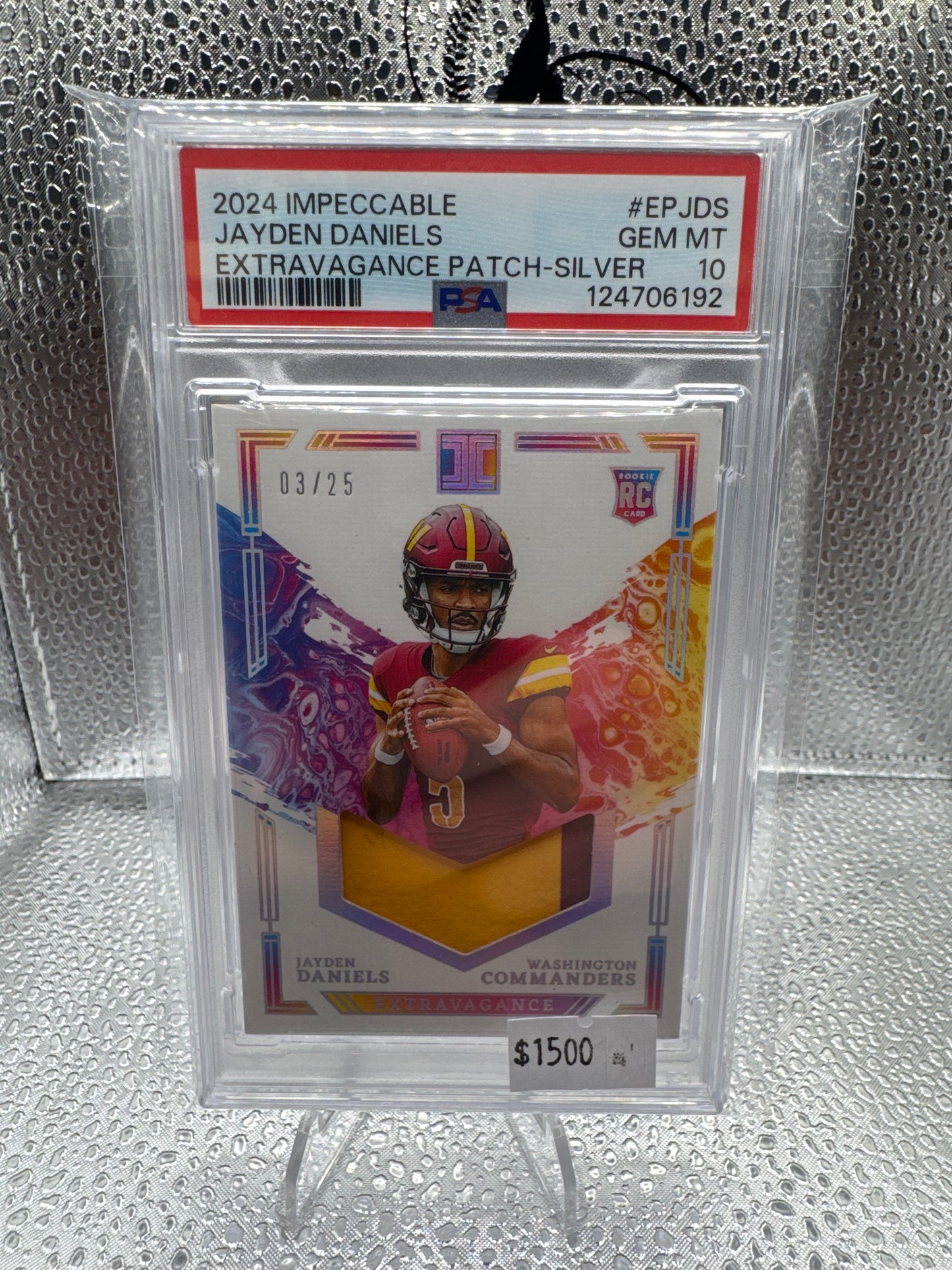 2024 Impeccable Jayden Daniels Silver Patch /25 PSA 10